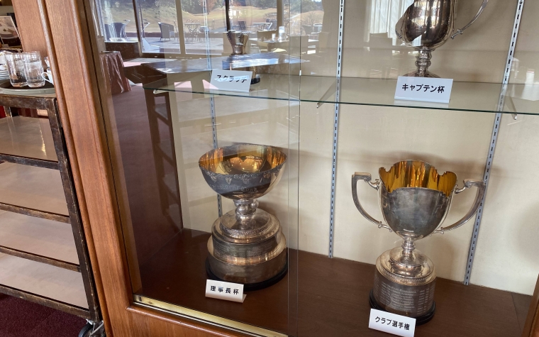 Suzuka Country Club, golf trophies in the trophy cabinet in Mie prefecture, Japan