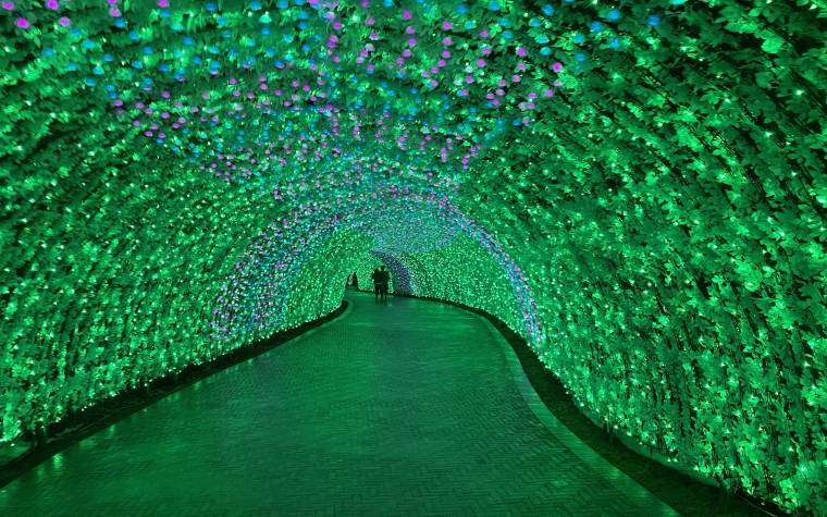 Nabana no Sato light tunnel in Mie prefecture, Japan
