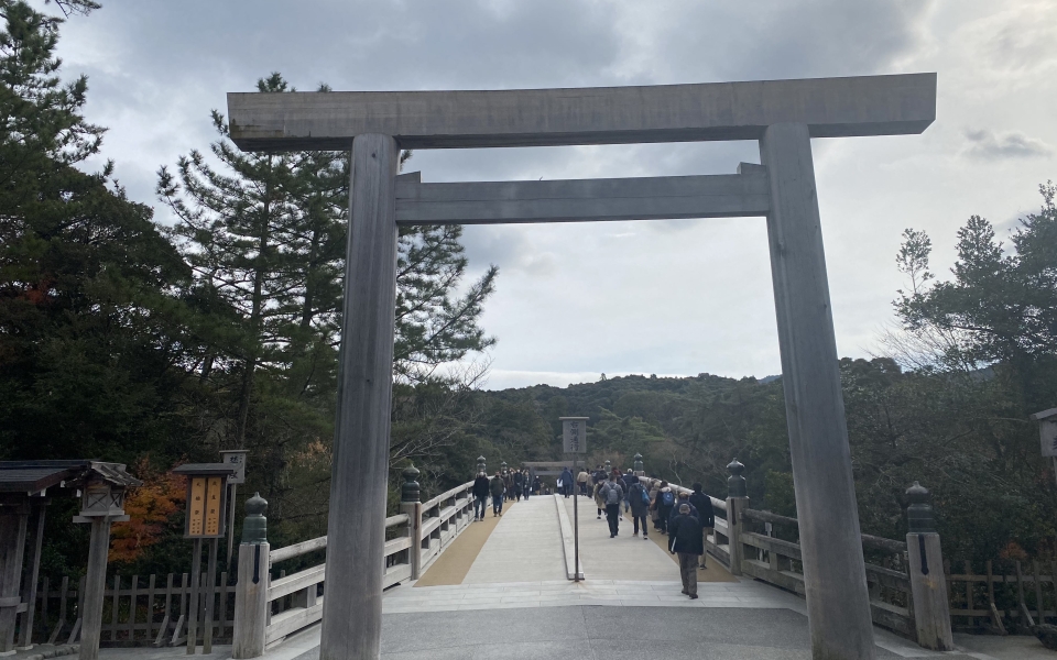 The front torii gate before Ise Jingu shrine in Mie prefecture, Japan